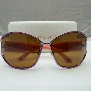 Versace Pink Frame Sunglasses with Brown Lenses